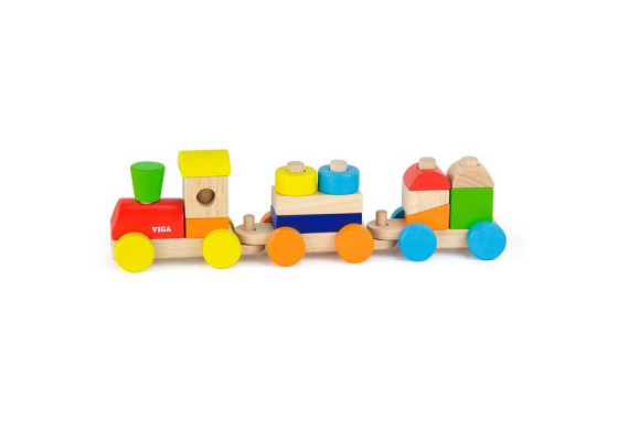 Деревянный поезд Viga Toys Цветные кубики