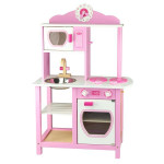 Детская кухня Viga Toys из дерева, бело-розовый